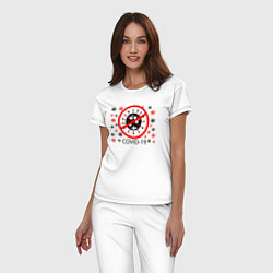 Пижама хлопковая женская Stop Virus, цвет: белый — фото 2