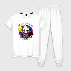 Пижама хлопковая женская Японский вампир малолетка, цвет: белый