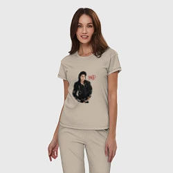 Пижама хлопковая женская BAD Майкл Джексон, цвет: миндальный — фото 2