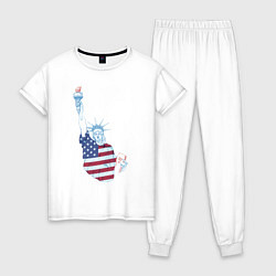 Пижама хлопковая женская Статуя свобода, цвет: белый