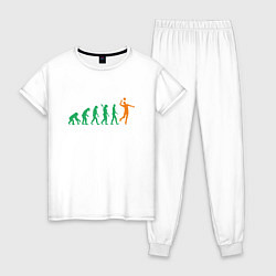 Пижама хлопковая женская Эволюция волейбола, цвет: белый