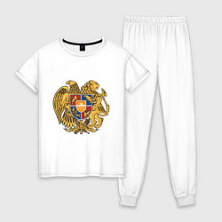 Пижама хлопковая женская Герб Армении Символика, цвет: белый