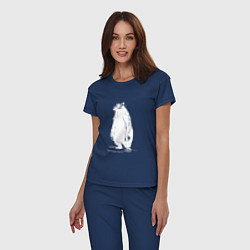 Пижама хлопковая женская Курьер - Медведь, цвет: тёмно-синий — фото 2