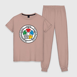 Пижама хлопковая женская Judo Federation, цвет: пыльно-розовый