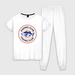 Пижама хлопковая женская Клуб рыболовов, цвет: белый