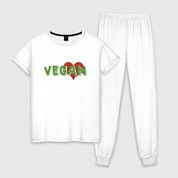 Пижама хлопковая женская Vegan Love, цвет: белый