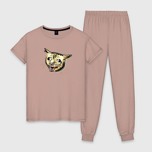 Женская пижама Кашлюющий котик мем / Пыльно-розовый – фото 1