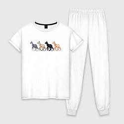 Пижама хлопковая женская Сфинксы, цвет: белый