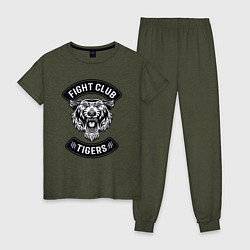 Пижама хлопковая женская Fight Club Tigers, цвет: меланж-хаки