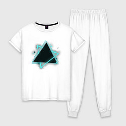 Пижама хлопковая женская Треугольник неон, цвет: белый