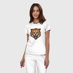 Пижама хлопковая женская Грозный тигр, цвет: белый — фото 2