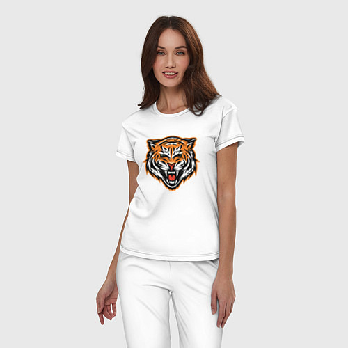 Женская пижама Грозный тигр / Белый – фото 3