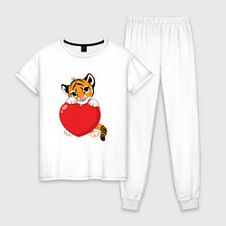 Пижама хлопковая женская Tiger Love, цвет: белый
