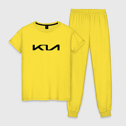 Пижама хлопковая женская KIA LOGO 2021 КИА ЛОГО Z, цвет: желтый