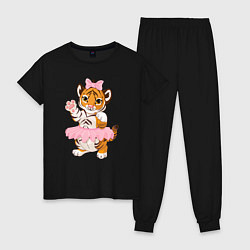 Пижама хлопковая женская Tiger Girl, цвет: черный