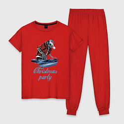 Пижама хлопковая женская Christmas party, cool DJ, цвет: красный