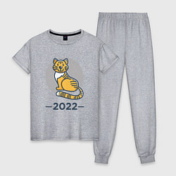 Пижама хлопковая женская Тигр 2022, цвет: меланж