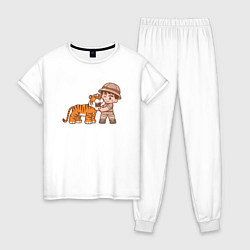 Пижама хлопковая женская Tiger Friend, цвет: белый