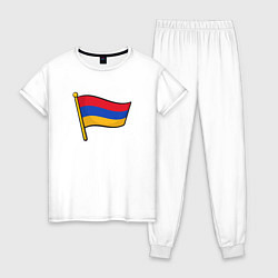 Пижама хлопковая женская Флаг Армении, цвет: белый