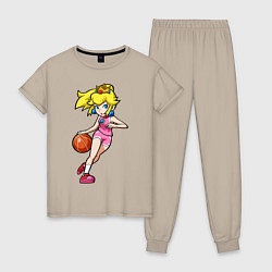 Пижама хлопковая женская Peach Basketball, цвет: миндальный