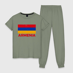 Пижама хлопковая женская Armenia Flag, цвет: авокадо