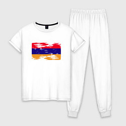 Пижама хлопковая женская Армения - Флаг, цвет: белый