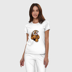 Пижама хлопковая женская Boom Tiger, цвет: белый — фото 2