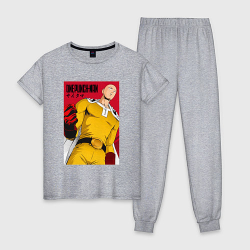 Женская пижама Сайтама Saitama Ванпанчмен / Меланж – фото 1