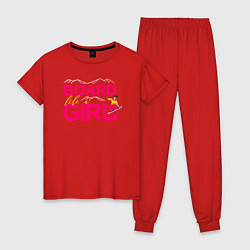 Пижама хлопковая женская BOARD LIKE A GIRL, цвет: красный