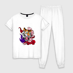 Пижама хлопковая женская Тигриный стиль, цвет: белый