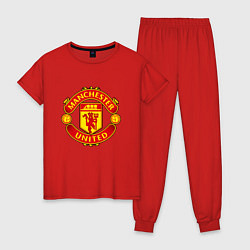 Пижама хлопковая женская Манчестер Юнайтед логотип, цвет: красный
