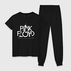 Пижама хлопковая женская PINK FLOYD LOGO ПИНК ФЛОЙД ЛОГОТИП, цвет: черный