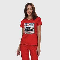 Пижама хлопковая женская Toyota Gazoo Racing - легендарная спортивная коман, цвет: красный — фото 2