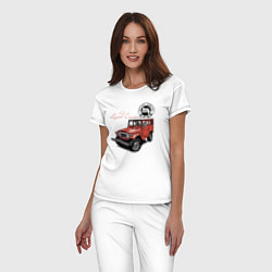Пижама хлопковая женская Toyota Land Cruiser Retro, цвет: белый — фото 2