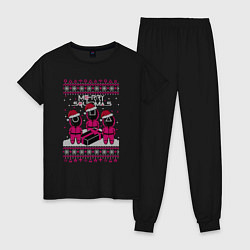 Пижама хлопковая женская Sweater Squidmas, цвет: черный