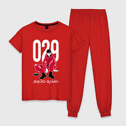 Пижама хлопковая женская Squid game: guard 029, цвет: красный