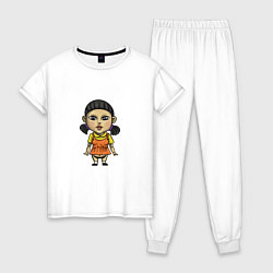 Пижама хлопковая женская Doll - Squid Game, цвет: белый