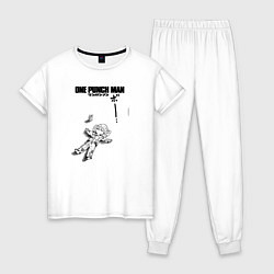 Пижама хлопковая женская Усталость Тацумаки One Punch-Man, цвет: белый