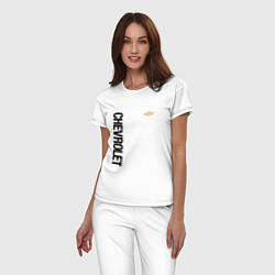 Пижама хлопковая женская Шевроле Логотип, цвет: белый — фото 2