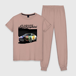 Пижама хлопковая женская Lamborghini Urus - это очень круто!, цвет: пыльно-розовый