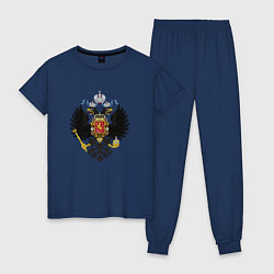 Пижама хлопковая женская Черный орел Российской империи, цвет: тёмно-синий