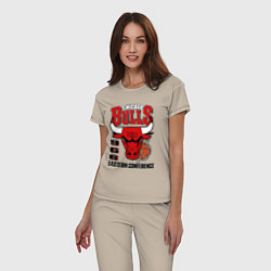 Пижама хлопковая женская Chicago Bulls NBA, цвет: миндальный — фото 2