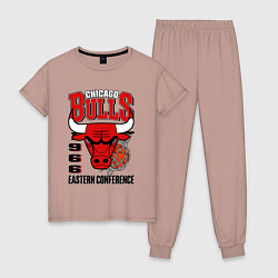 Пижама хлопковая женская Chicago Bulls NBA, цвет: пыльно-розовый