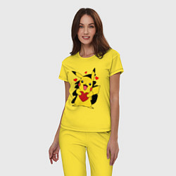 Пижама хлопковая женская ПИКАЧУ И СЕРДЕЧКО POKENON PIKACHU LOVE, цвет: желтый — фото 2