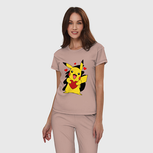 Женская пижама ПИКАЧУ И СЕРДЕЧКО POKENON PIKACHU LOVE / Пыльно-розовый – фото 3