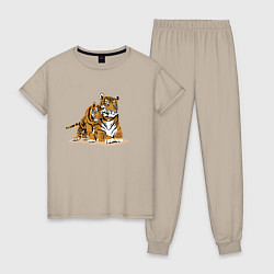 Женская пижама Тигрица с игривым тигрёнком