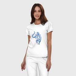 Пижама хлопковая женская Символ года тигр 2022, цвет: белый — фото 2