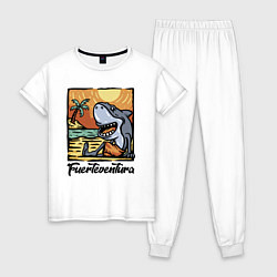 Пижама хлопковая женская Fuerteventura, beach, цвет: белый