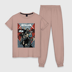 Пижама хлопковая женская Metallica - cool dudes!, цвет: пыльно-розовый