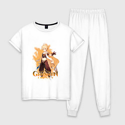 Пижама хлопковая женская Итэр Aether Genshin Impact, цвет: белый